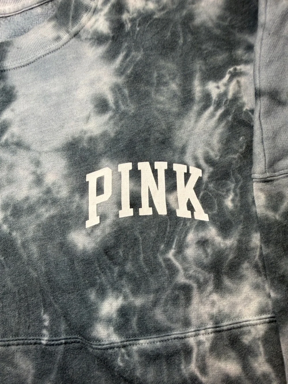 PINK Blue Gray Tie-Dye Crewneck Sweatshirt - Picture 5 of 6